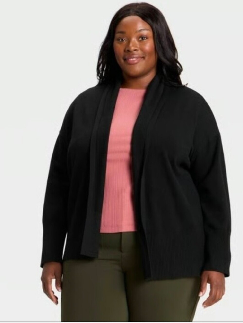 Ava & Viv Women's Essential Open Cardigan Sweater Black Size 4X